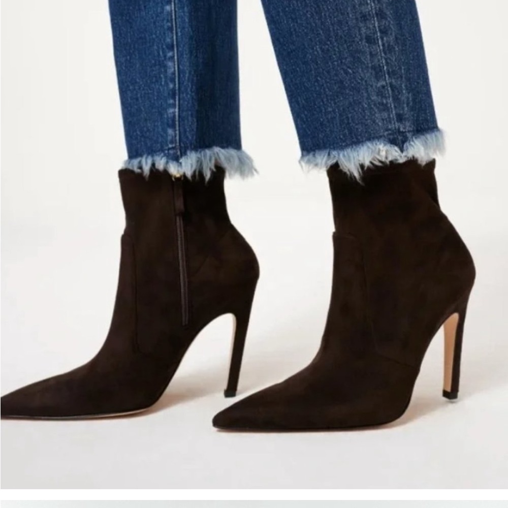 Good American Black Icon 110 Suede Pointed Boots